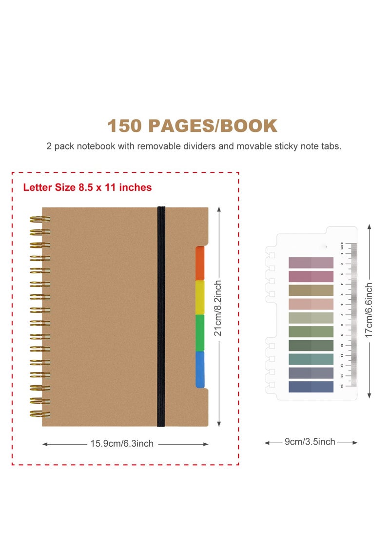 Excefore - Spiral Notebook for Work, 2 Pack A5 Hardcover Notebooks College Ruled with Dividers Tabs Large Bound Journal - Image 1