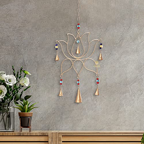 DULI Metal Windchime Wall Hanging, Feng Shui, Wall Art, Wall Decor, PositiveVibes, Rustic Wall Hangings, Wall Art, Diwali Decor, Diwali Decoration, Diwali Gifts (Lotus 20x10 Inches) - Image 3