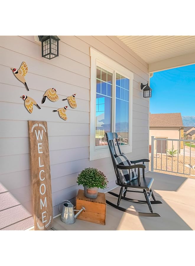 erorex 5 Piece Wooden Bird Wall Art Set – Rustic Flying Birds Home Decor For Living Room Bedroom Office Scandinavian And Folk Art Style Ideal Gift For Bird Lovers Yellow - Image 2