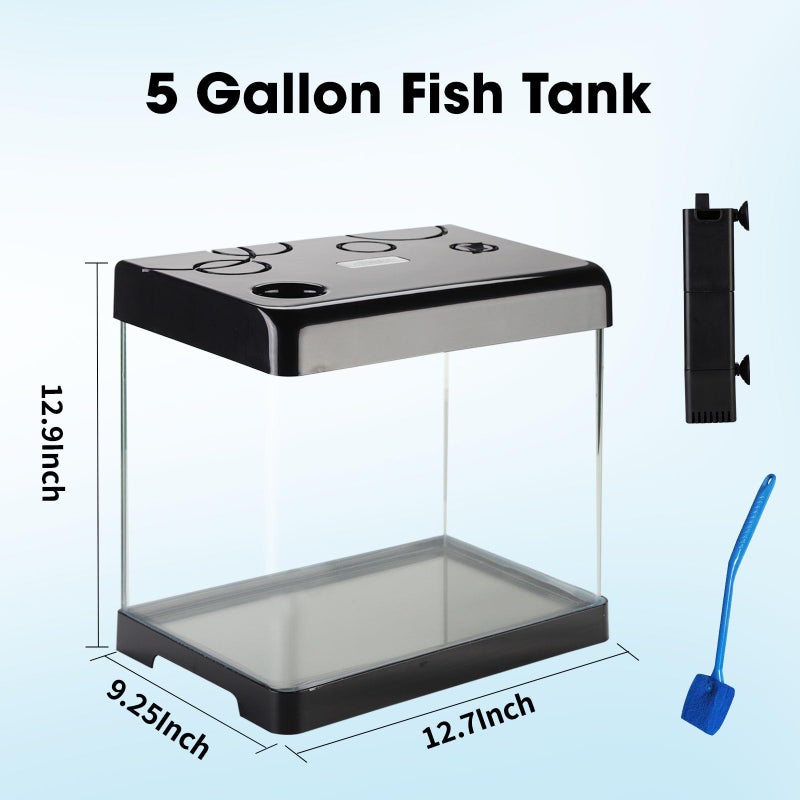 Pronetcus Betta Fish Tank,5 Gallon Glass Aquarium Starter Kit, Small Fish Tank with Filter and Light. - Image 3