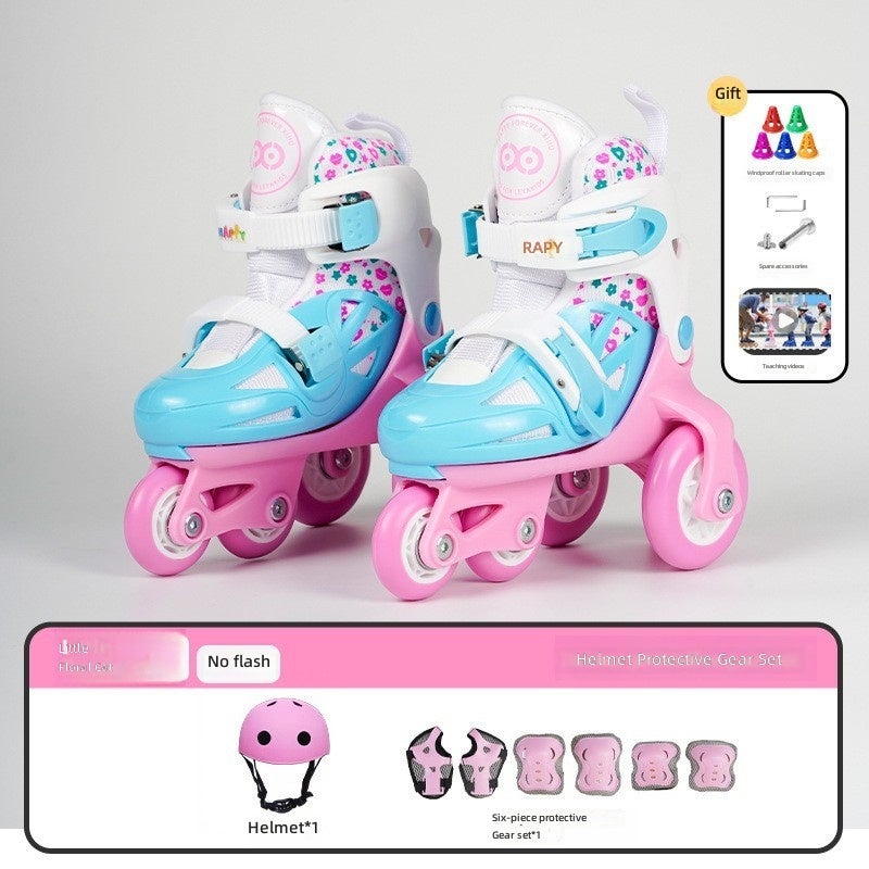 Roller Skating Set for Beginners with Flashing Lights Adjustable Inline Skates Suitable for Children Design