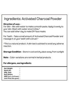H&C HERBAL INGREDIENTS EXPERT H&C Herbal Ingredients Expert Natural Activated Charcoal Powder 227gm For Detoxifies Your Skin  - Image 3