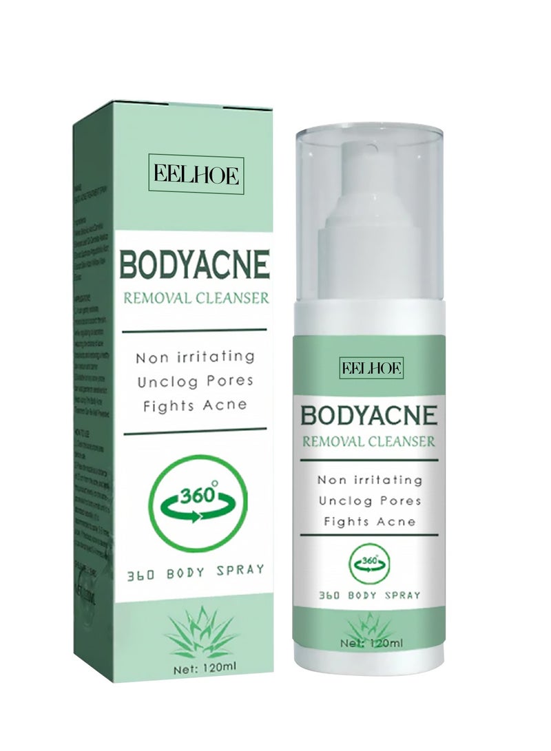 EELHOE Body Spray, Back Acne Treatment, Back & Body Exfoliating Acne Spray, Smooth Skin, Back Moisturise, Acne Treatment for Bacne, Blackheads & Blemishes 120ml  - Image 1