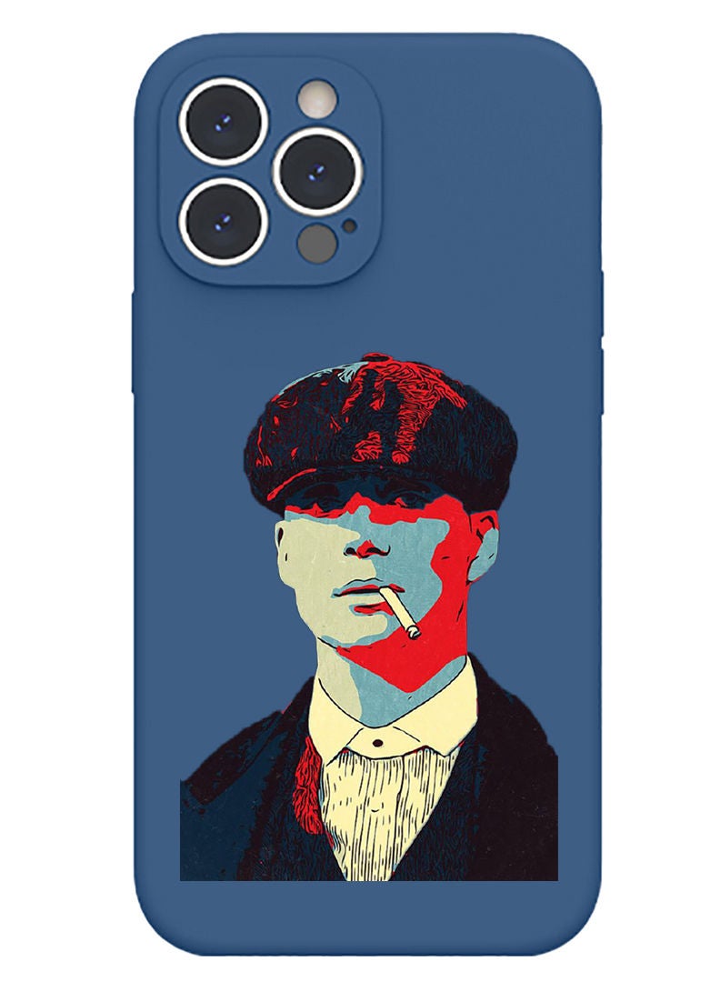 Theodor Protective Slim Fit Case Liquid Silicone Cover with Full Body Protection Anti-Scratch Shockproof Case For iPhone 13 Pro Max Blue  - Phoeniox bird flying - Image 1