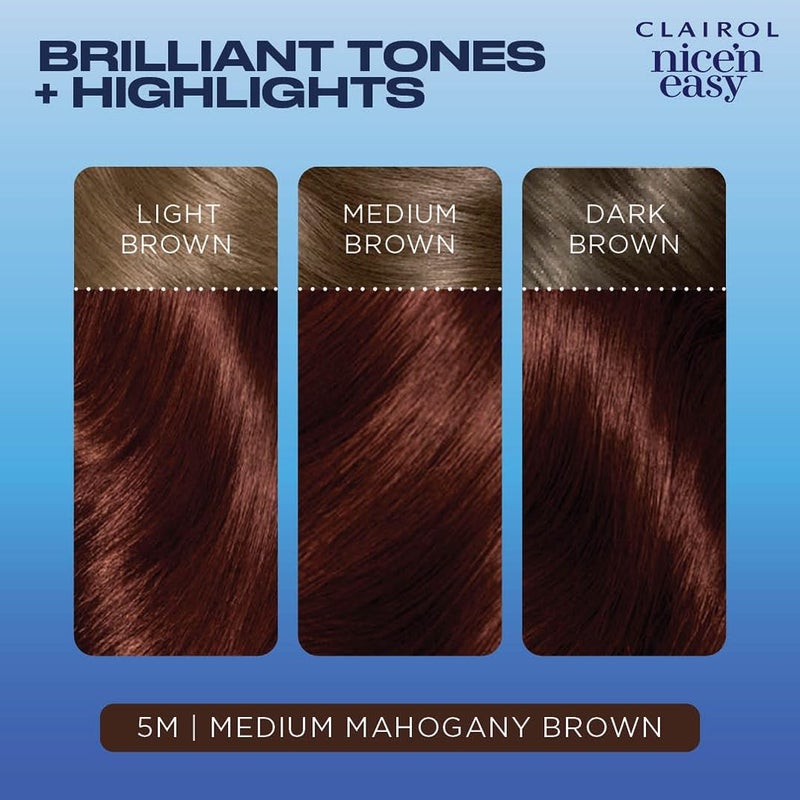 Clairol Nice'n Easy Permanent Hair Dye, 5M Medium Mahogany Brown Hair Color, Pack of 3 - Image 4