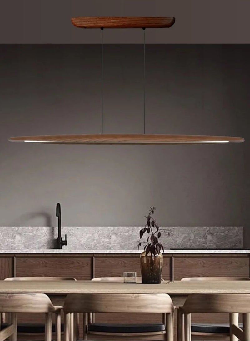 Linear LED pendant light in walnut wood, 60cm 20W. - Image 1