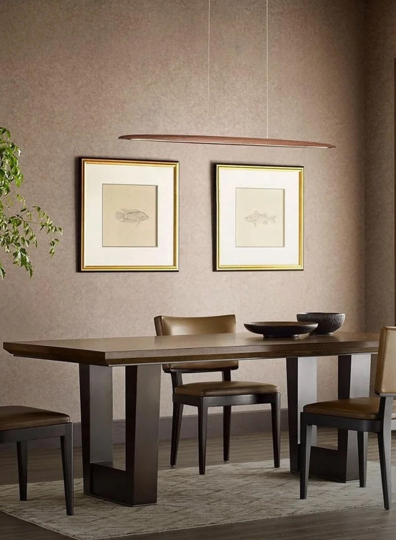 Linear LED pendant light in walnut wood, 60cm 20W. - Image 2