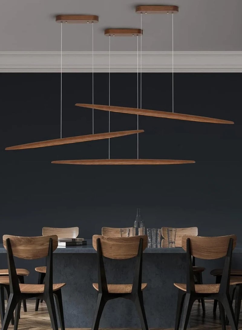 Linear LED pendant light in walnut wood, 60cm 20W. - Image 3