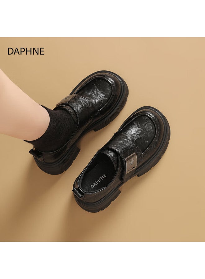 Daphne Vintage Style Loafers Women Autumn New Versatile Niche Thick Sole Leather Shoes Height Increasing Flats Women - Image 4
