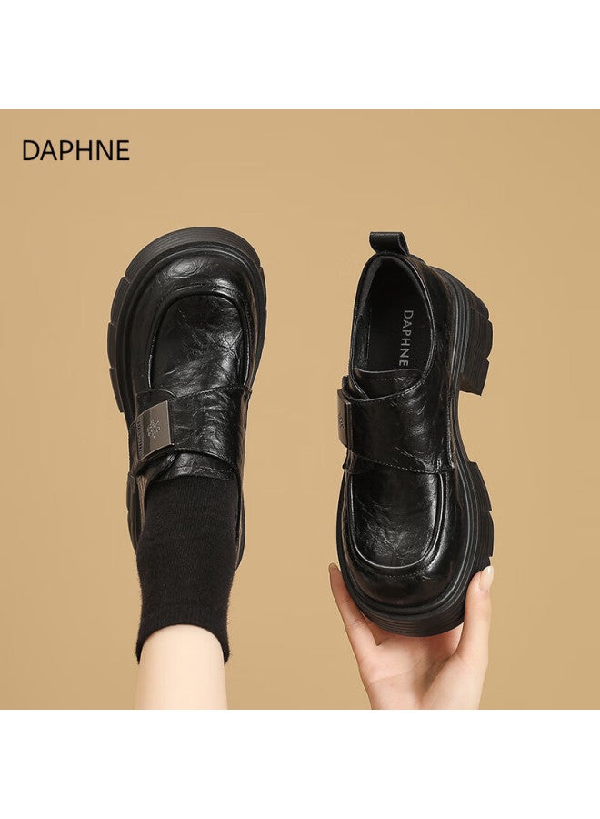 Daphne Vintage Style Loafers Women Autumn New Versatile Niche Thick Sole Leather Shoes Height Increasing Flats Women - Image 5
