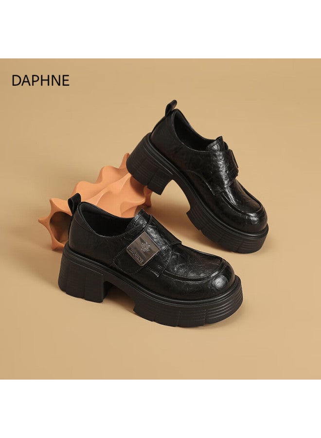 Daphne Vintage Style Loafers Women Autumn New Versatile Niche Thick Sole Leather Shoes Height Increasing Flats Women - Image 2