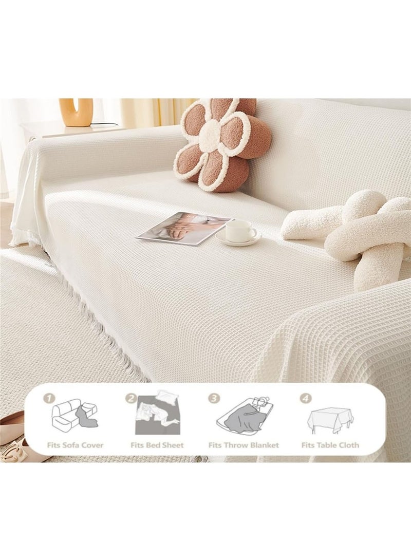 MarlaMall Sofa Cover for 2 Cushion Couch,Sectional Couch Covers Single Sofa Covers for Living Room,Washable Decorative Couch Cover,71"x 102" Couch Protector Sofa Slipcovers for Pet,Kids (Beige) - Image 3