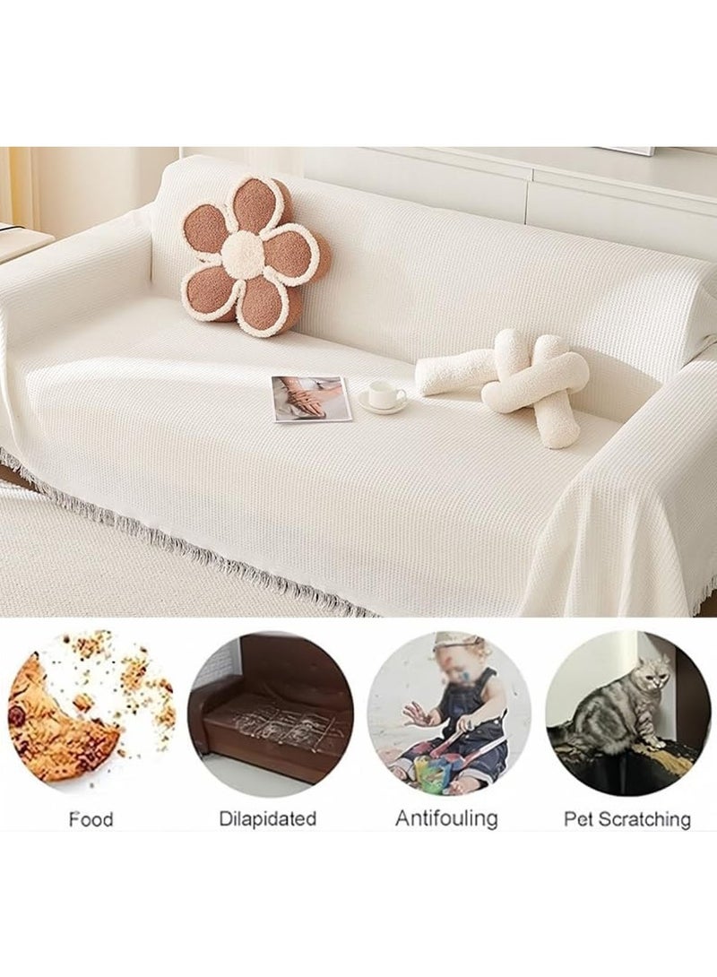 MarlaMall Sofa Cover for 2 Cushion Couch,Sectional Couch Covers Single Sofa Covers for Living Room,Washable Decorative Couch Cover,71"x 102" Couch Protector Sofa Slipcovers for Pet,Kids (Beige) - Image 4