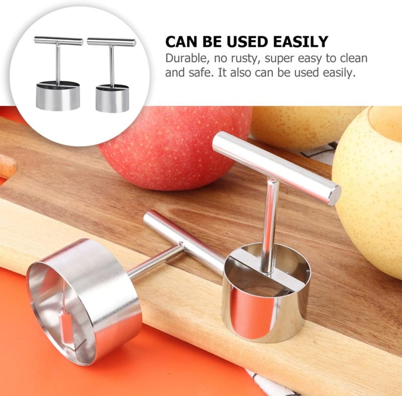 2pcs Stainless Steel Pear Corer and Fruit Pitter Set Large and Small Metal Fruit Coring Tools for Home Kitchen Hole Remover - Image 3