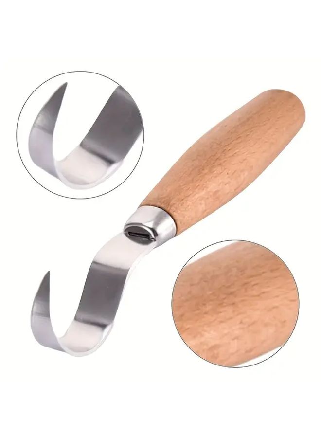 Woodworking Engraving Tools Set Carving Knife Stainless Steel Scimitar Straight Knife Wood Cutting Knife Scraper Spoon Knife Beech Handle - Image 4