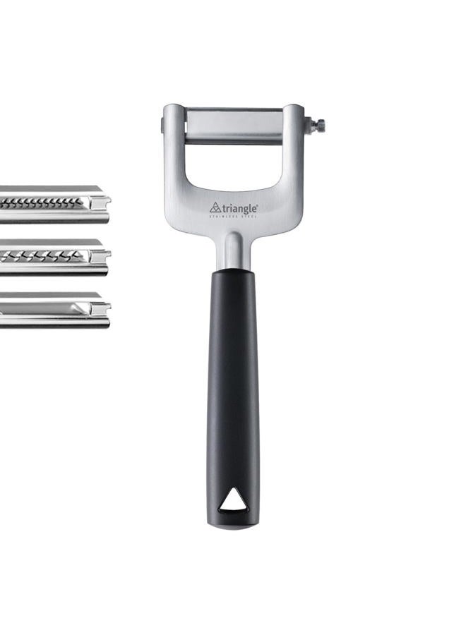 triangle قطاعة جولين 3 قطع - تشمل ثلاثة شفرات فولاذية مقاومة للصدأ فائقة الحدة - تخلق شرائح رقيقة إلى سميكة - مقبض جرين جريب - آمنة في غسالة الصحون - Image 1