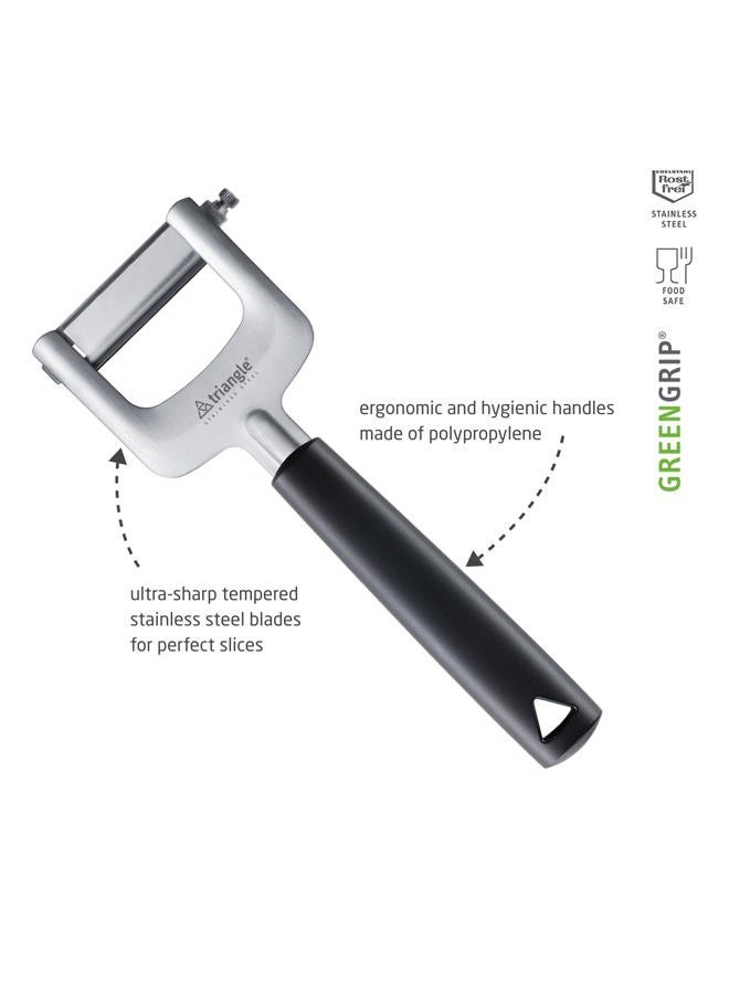 triangle قطاعة جولين 3 قطع - تشمل ثلاثة شفرات فولاذية مقاومة للصدأ فائقة الحدة - تخلق شرائح رقيقة إلى سميكة - مقبض جرين جريب - آمنة في غسالة الصحون - Image 2