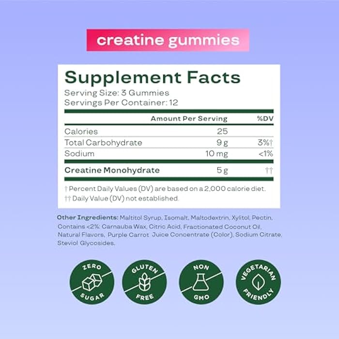 Bloom Nutrition Bloom Creatine Monohydrate Gummies, 5g Per Serving, Sugar Free Creatine Gummy for Workout, Strength, Cognitive Health & Lean Muscle Support, Gluten Free & Non GMO, Berry Boost, 36 Gummies, 12 SVG - Image 2