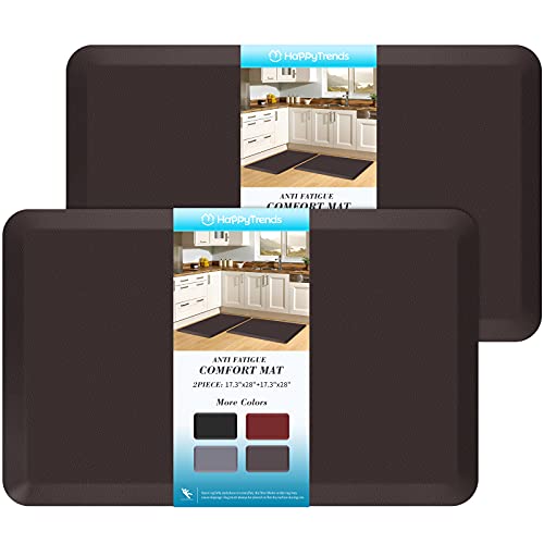 HappyTrends 2 PCS Kitchen Mat Cushioned Anti-Fatigue Floor Mat, Heavy Duty Ergonomic Comfort Foam Standing Mat, Waterproof Non-Slip Kitchen Rugs for Home, Office, Laundry,Chocolate - Image 1