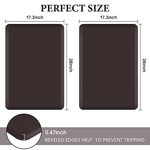 HappyTrends 2 PCS Kitchen Mat Cushioned Anti-Fatigue Floor Mat, Heavy Duty Ergonomic Comfort Foam Standing Mat, Waterproof Non-Slip Kitchen Rugs for Home, Office, Laundry,Chocolate - Image 2