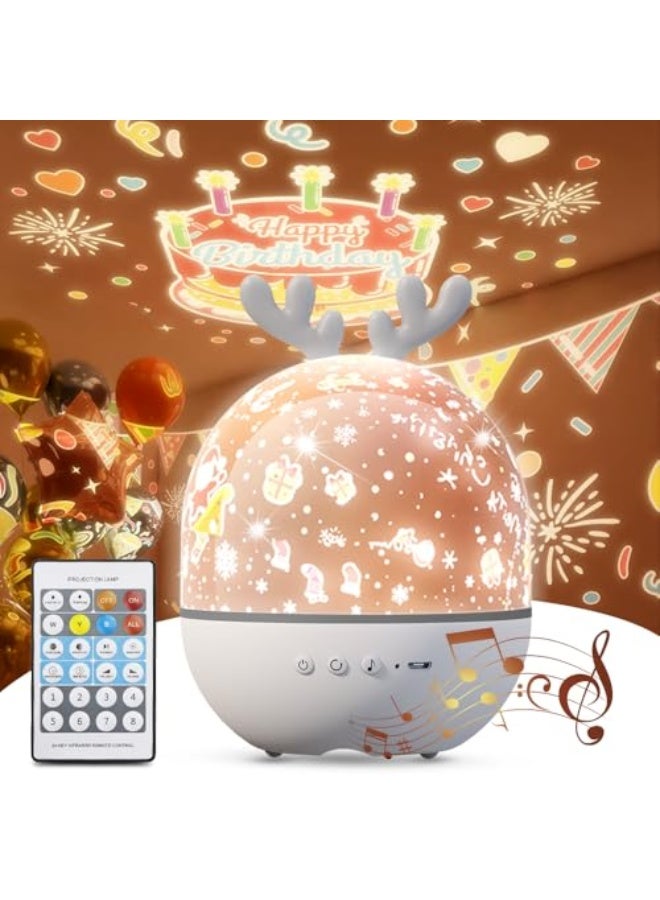 4-in-1 Night Light Projector with Timer and Remote Control for Kids Gift, USB Rechargeable Night Lamp 360°Rotatable Sound Machine Baby Sleep Lighting Starry Projector for Baby Children Teen Adult - Image 1