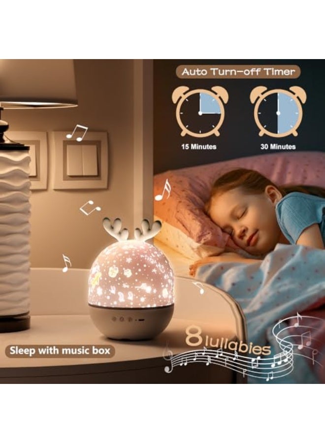 4-in-1 Night Light Projector with Timer and Remote Control for Kids Gift, USB Rechargeable Night Lamp 360°Rotatable Sound Machine Baby Sleep Lighting Starry Projector for Baby Children Teen Adult - Image 4