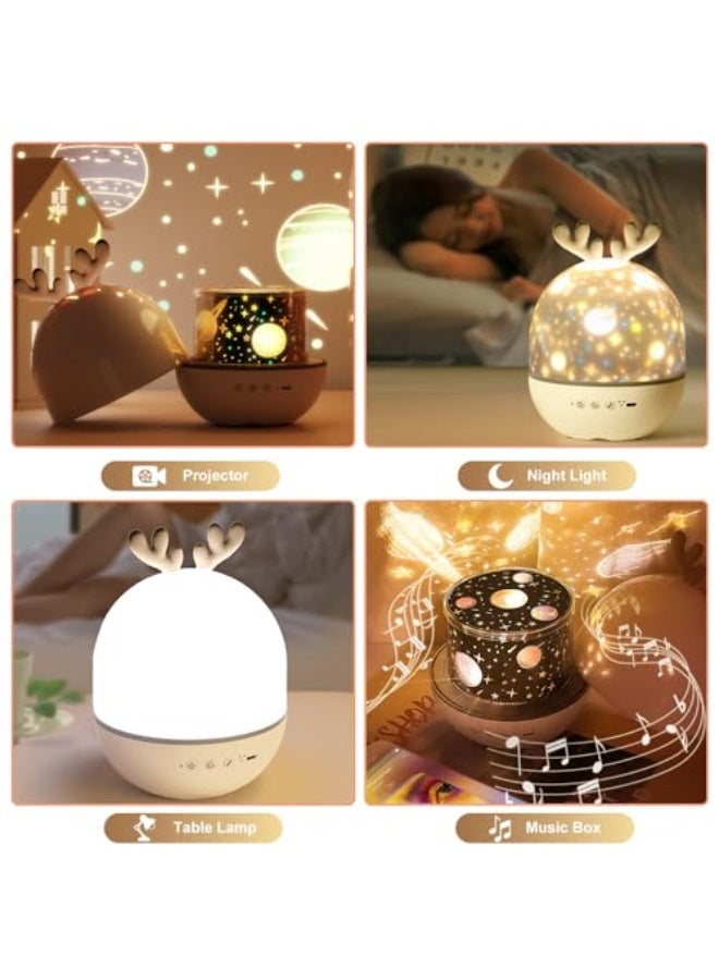 4-in-1 Night Light Projector with Timer and Remote Control for Kids Gift, USB Rechargeable Night Lamp 360°Rotatable Sound Machine Baby Sleep Lighting Starry Projector for Baby Children Teen Adult - Image 2