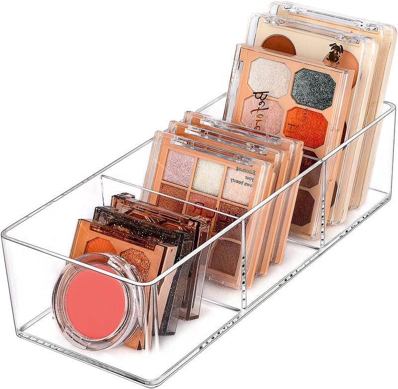 JessLab Acrylic Organizers, Bathroom Organizer for Drawer, Cosmetic Display Cases for Vanity, Countertop, Desk, Kitchen, and Makeup Storage, 3-Section - Image 1