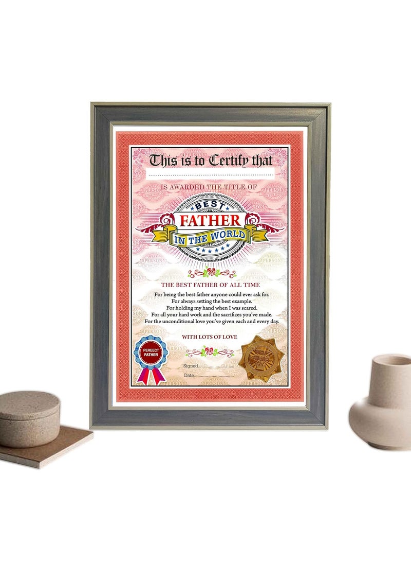 NorthLand Northland The World's Best Father Framed Certificate for Father - Unique Gifts for Father (Size 13 x 9.5 in inches, Multicolour)  - Image 1