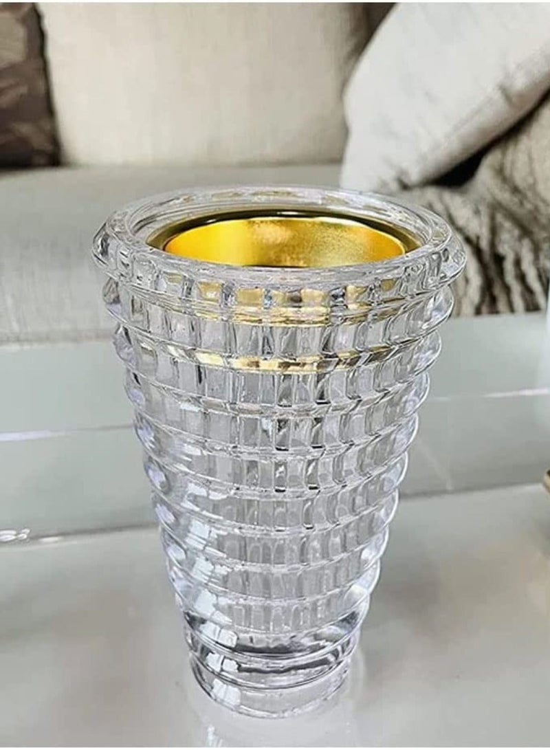 SAQOWARE Luxury Crystal Arabic Incense Bakhoor Burner(Clear) Madkhan / Mabkhara / Flower Base-Metal with Glass Holder - Image 1