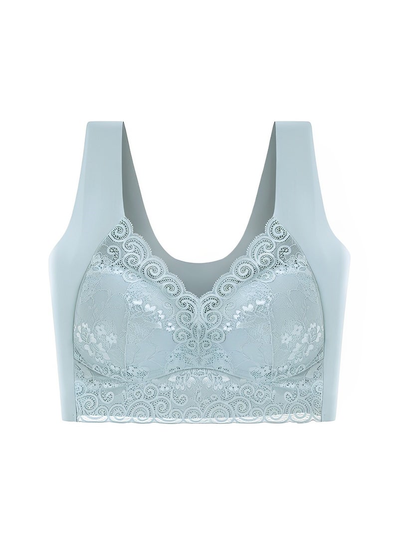 REOCLE Women's Lace Bra Lace Beauty Back Wire Free Bra Comfort Wireless Bras Full Coverage Back Support Posture Bra - Image 2