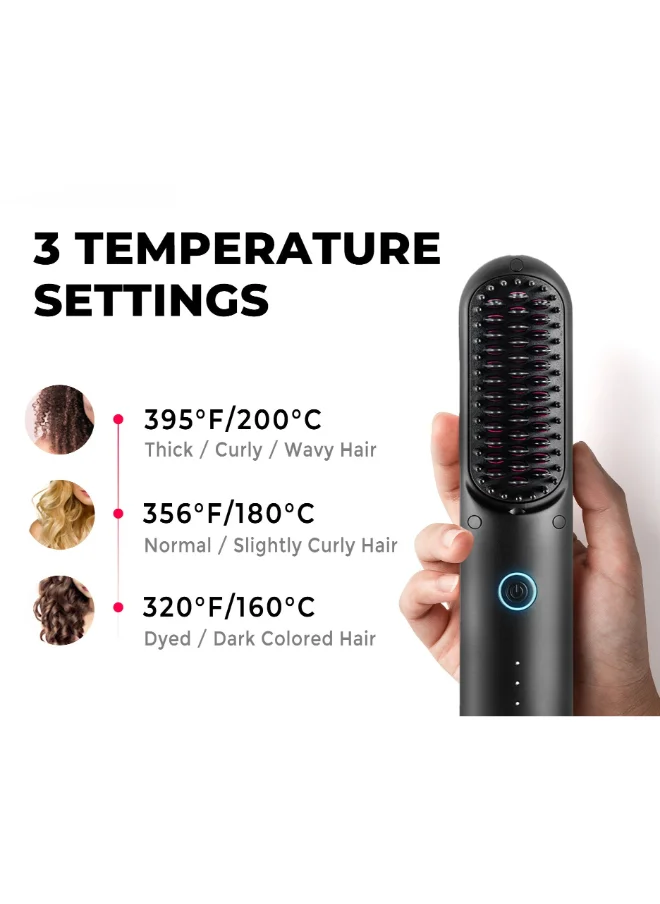 TYMO Porta Cordless Portable Hair Straightening Brush - Black