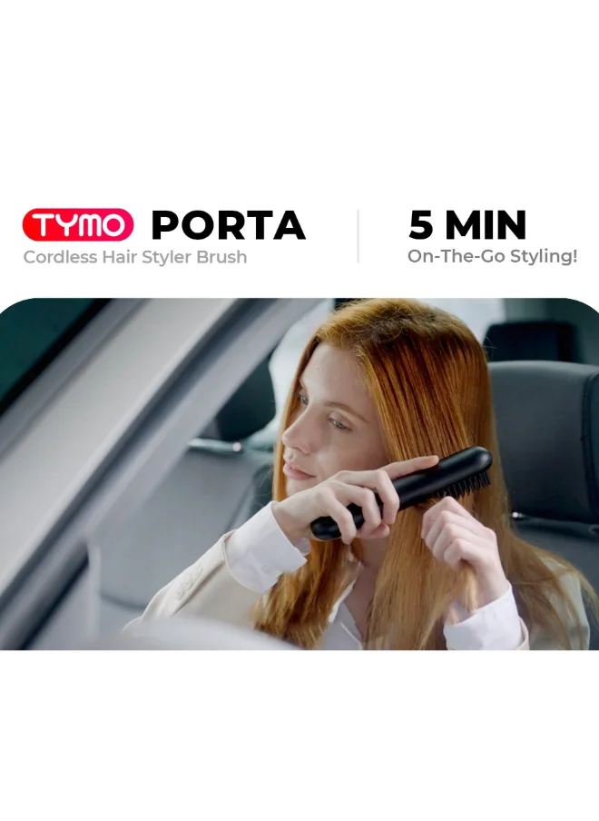 TYMO Porta Cordless Portable Hair Straightening Brush - Black