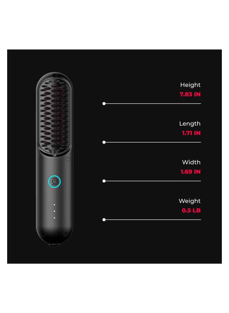 TYMO Porta Cordless Portable Hair Straightening Brush - Black