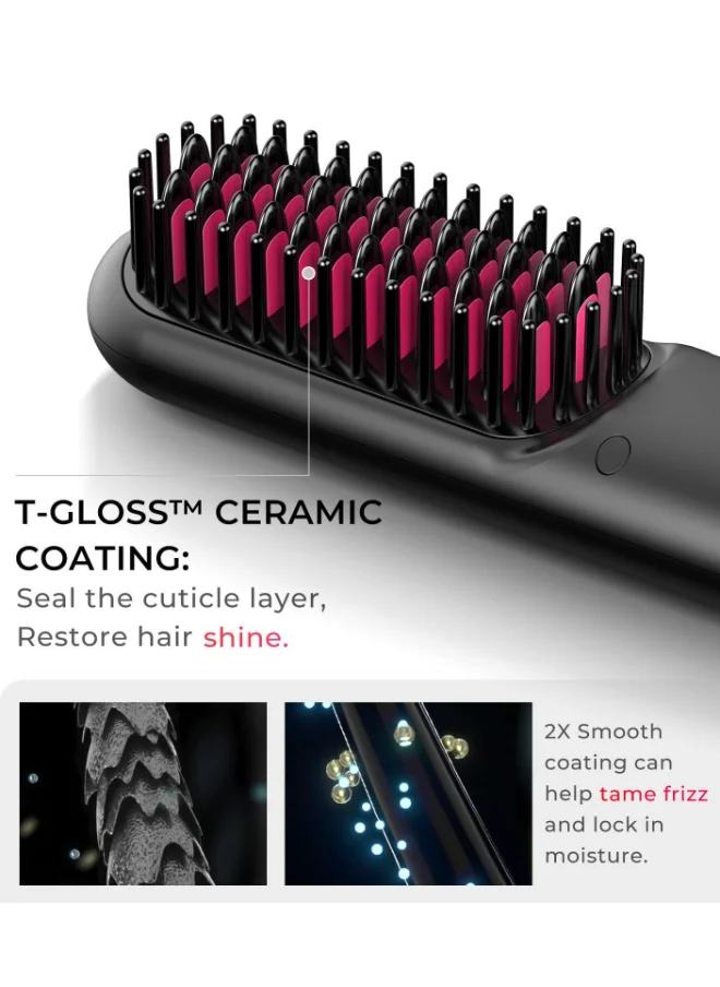 TYMO Porta Cordless Portable Hair Straightening Brush - Black