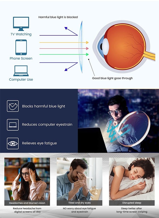 AZorb Blue Light Glasses for Men Women Ultra Lightweight Square Eyeglasses Fashion Eyewear Reading Gaming Computer Glasses Anti Blue Light Blocking Eye Glasses Anti Glare UV Radiation Black - Image 2
