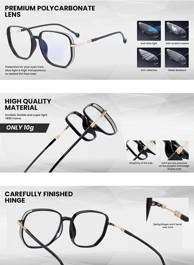 AZorb Blue Light Glasses for Men Women Ultra Lightweight Square Eyeglasses Fashion Eyewear Reading Gaming Computer Glasses Anti Blue Light Blocking Eye Glasses Anti Glare UV Radiation Black - Image 3