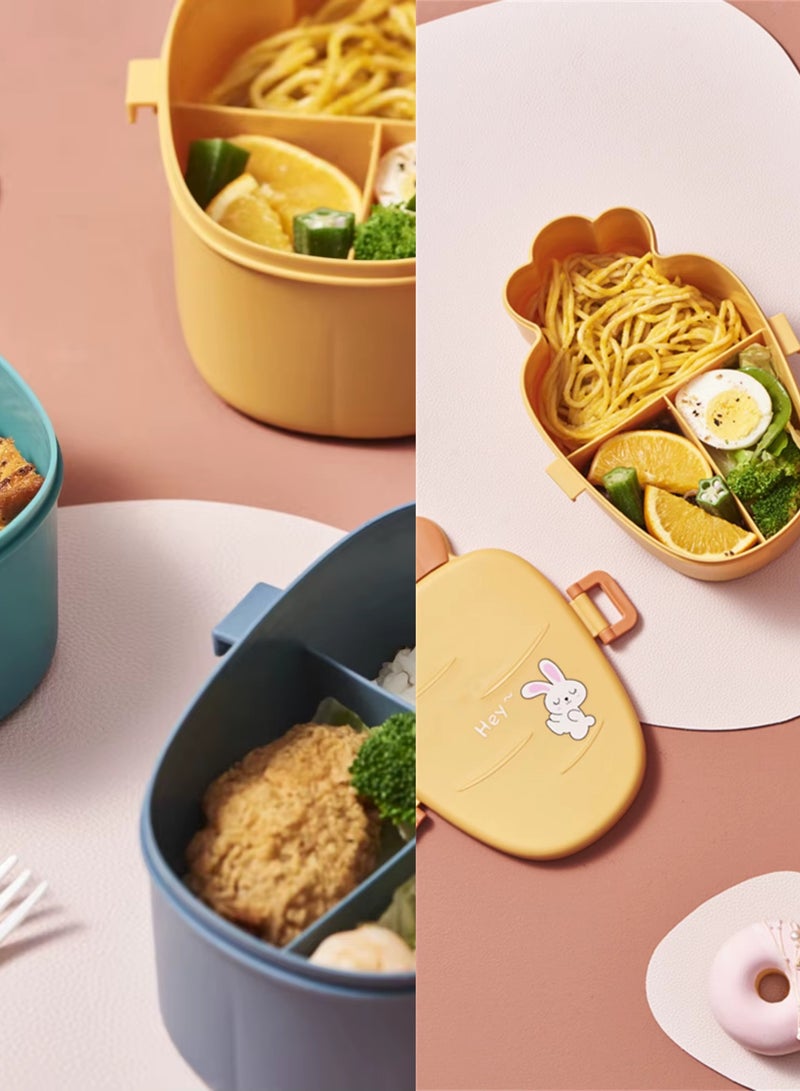 Twisoo Cute Rabbit Lunch Box for Kids - 900ml BPA-Free Food Grade PP, 3 Compartment Leakproof Lunchbox with Spoon & Fork, Clip Lock Spillproof Design, Ideal for School (Orange) - Image 5