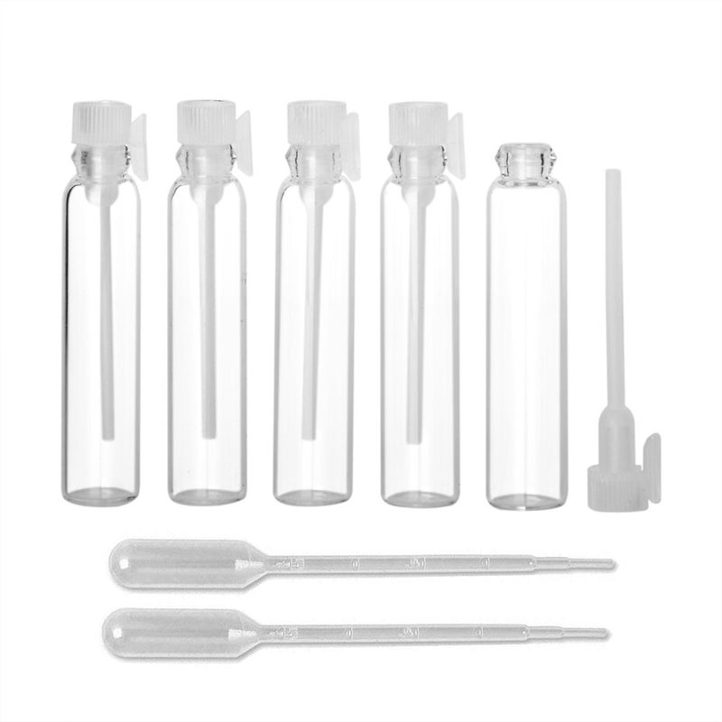 Enslz زجاجة عطر سفر صغيرة 2 مل 100 قطعة مع قطارة ورذاذ زجاجة عينة فارغة للزيوت الأساسية والعلاج بالروائح - Image 1