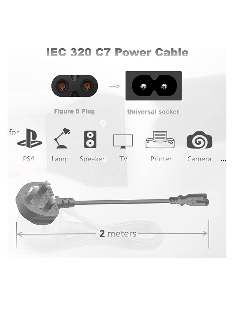 1Pcs 5Meter Power Cable 3 Pin IEC/C7/UK Mains Plug to Figure 8 Connector Socket Power Cord Leads For Samsung/LG/TCL/Sony/TV/PS5/PS4/PS3/PC/Monitors Computer Printer Camera Home Audio Etc - Image 5