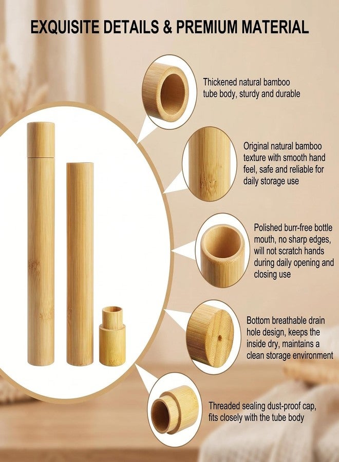 erioctry 2 Pack Bamboo Toothbrush Travel Holder 8.3 Inch Natural Toothbrush Case Cover Camping Accessory Bathroom Storage - Image 3