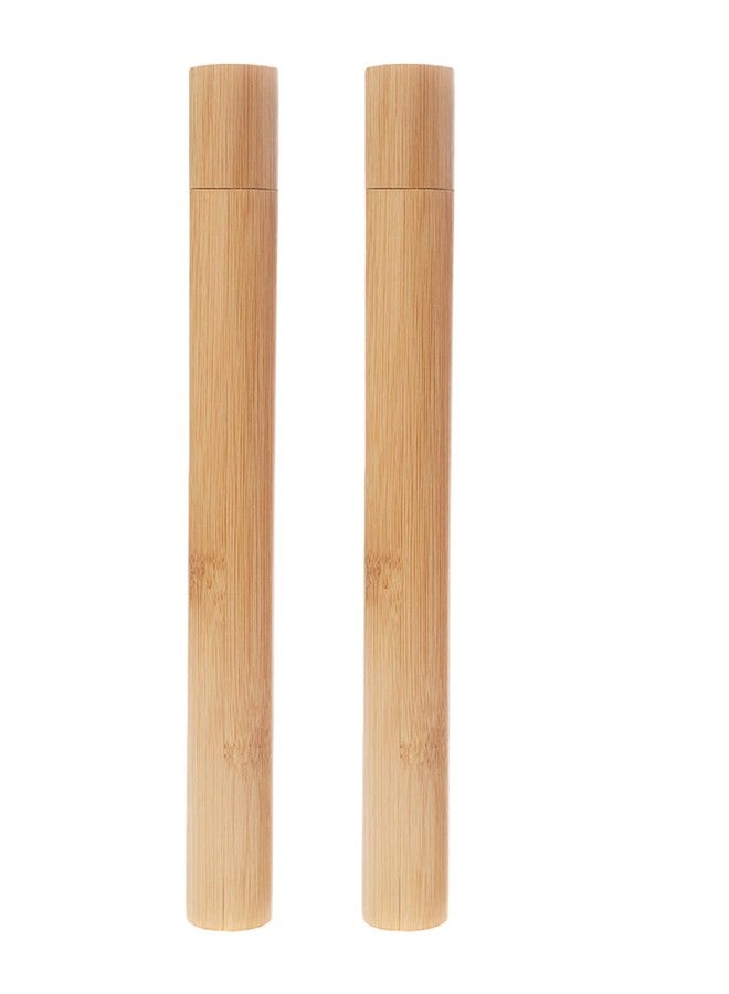 erioctry 2 Pack Bamboo Toothbrush Travel Holder 8.3 Inch Natural Toothbrush Case Cover Camping Accessory Bathroom Storage - Image 1