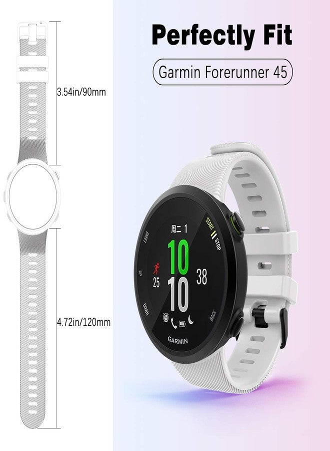 MoKo Band Compatible with Garmin Forerunner 45/Swim 2, Soft Silicone Adjustable Replacement Strap, White - Image 2