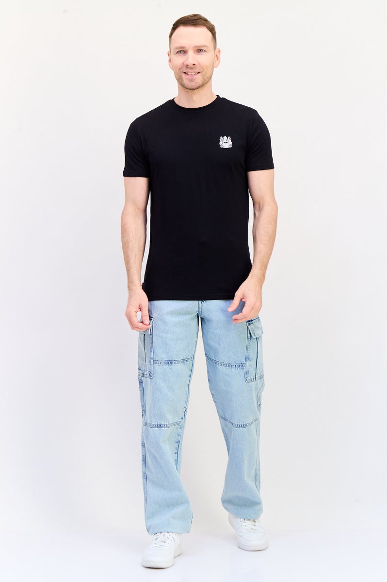 Aquascutum Men Crew Neck Short Sleeve Brand Logo T-Shirt, Black - Image 2