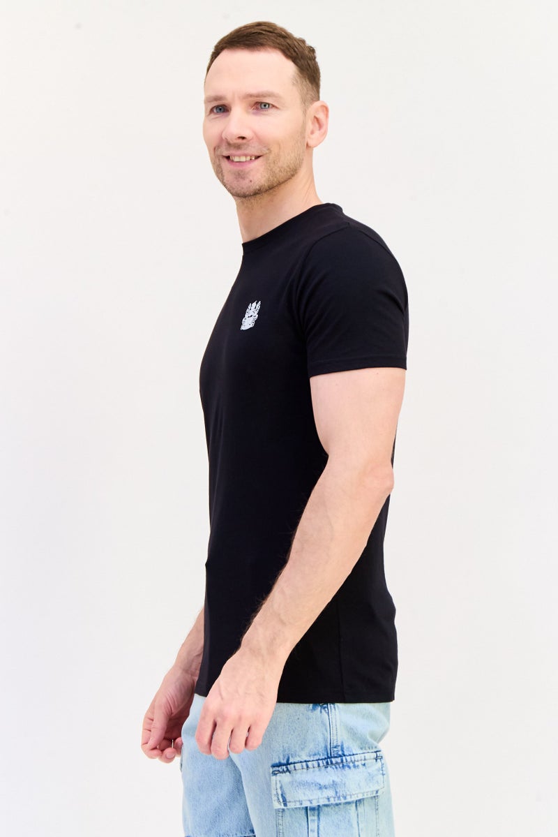 Aquascutum Men Crew Neck Short Sleeve Brand Logo T-Shirt, Black - Image 4