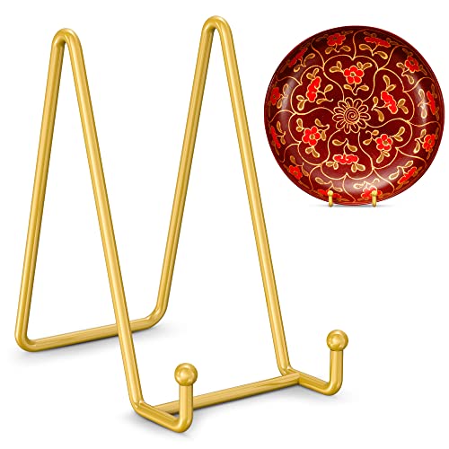 TRLife TR-LIFE Plate Stands for Display - 6 Inch Plate Holder Display Stand + Metal Frame Holder Stand for Picture, Decorative Plate, Photo Easel, Tabletop Art (Gold 2 Pack) - Image 1