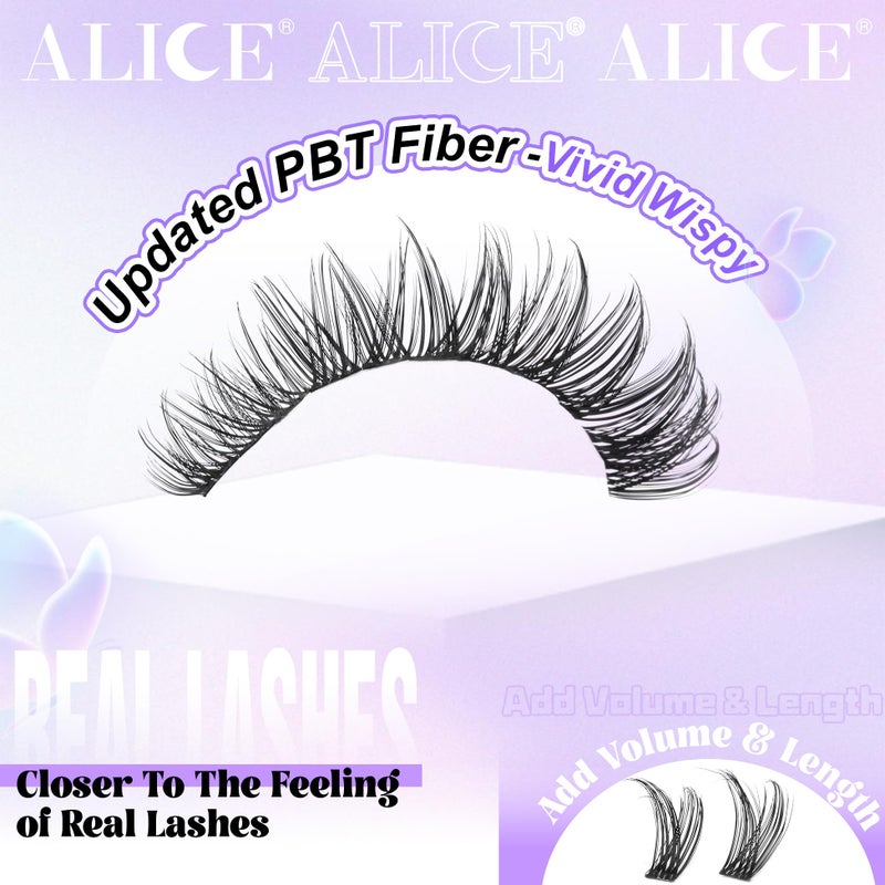Alice Lash Clusters Natural Wispy Cluster Eyelash Extensions DIY Individual Lashes Lash Extension Waterproof Cluster Lashes 224pcs 9-16mm Soft Thin Band by ALICE - Image 3
