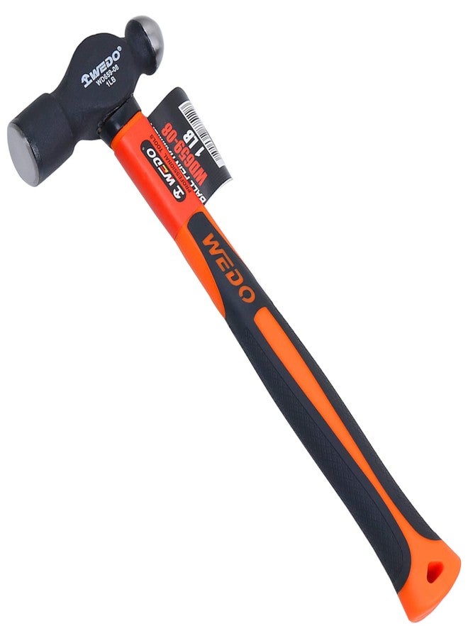 WEDO Ball Peen Hammer, Ball Pein Hammer with Fiberglass Handles 16oz(1 lb), High Carbon Steel,Shock Resistant, Non-Slip Handle, Die-forged, Strong Torque, DURABLE, 320mm Length - Image 1