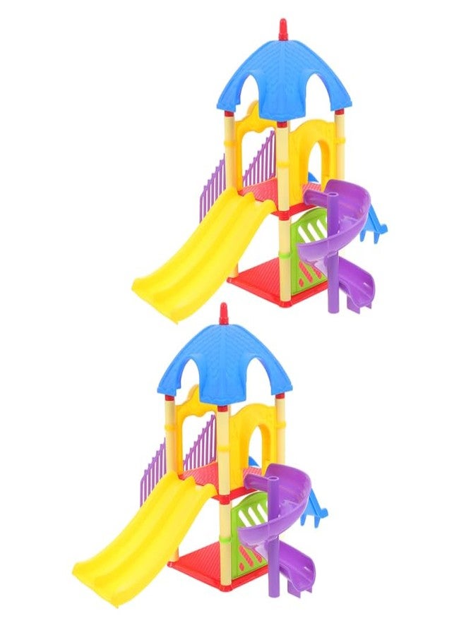 Vaguelly Kids Playground Slide Toys Set - 2Pcs Dollhouse Accessories for Imaginative Play Multi-Color Slide for Children S Playroom Decor - Image 1