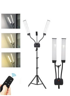 Kiboule 45W Double Arm Light, Dimmable 3 Light Modes LED Lighting Kit for Makeup Artist Light,Lash Light, Beauty Light Eyebrow Tattoo Lamp Studio Video Photographic Light with Remote Control and 2M Tripod  - Image 1